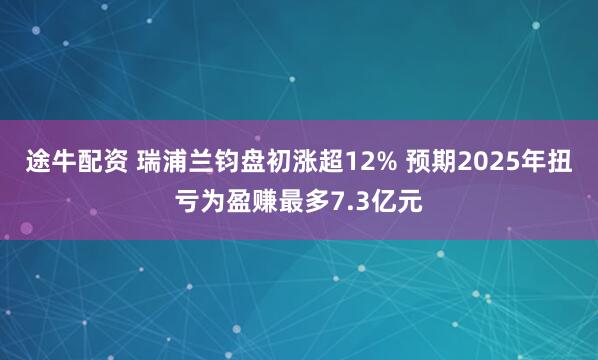 途牛配资 瑞浦兰钧盘初涨超12% 预期2025年扭亏为盈赚最多7.3亿元