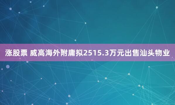 涨股票 威高海外附庸拟2515.3万元出售汕头物业