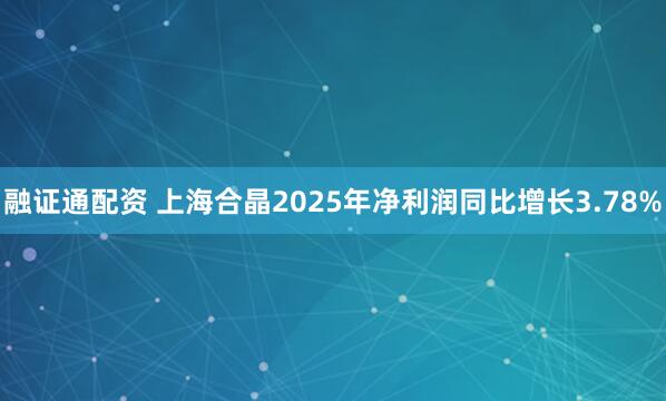 融证通配资 上海合晶2025年净利润同比增长3.78%