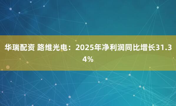 华瑞配资 路维光电：2025年净利润同比增长31.34%
