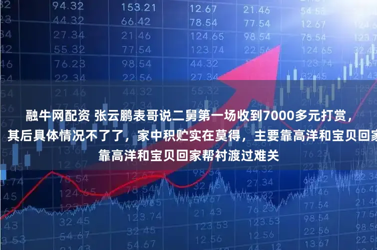 融牛网配资 张云鹏表哥说二舅第一场收到7000多元打赏,第二场两万多,其后具体情况不了了,家中积贮实在莫得,主要靠高洋和宝贝回家帮衬渡过难关