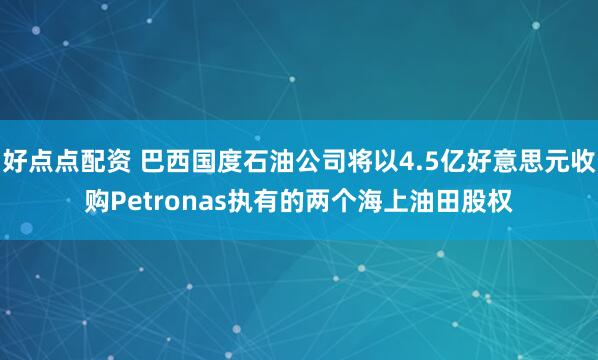好点点配资 巴西国度石油公司将以4.5亿好意思元收购Petronas执有的两个海上油田股权