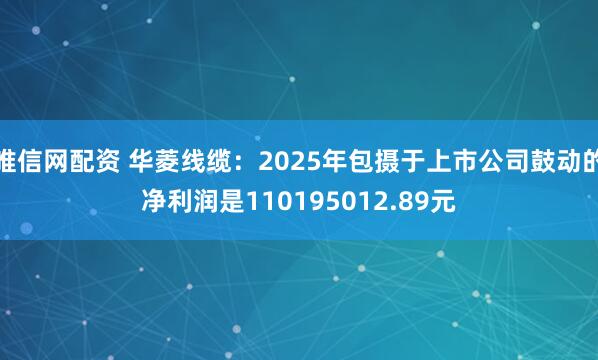 唯信网配资 华菱线缆：2025年包摄于上市公司鼓动的净利润是110195012.89元