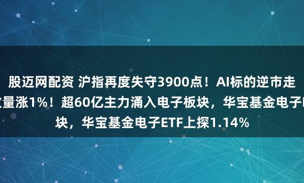股迈网配资 沪指再度失守3900点！AI标的逆市走强，159363放量涨1%！超60亿主力涌入电子板块，华宝基金电子ETF上探1.14%